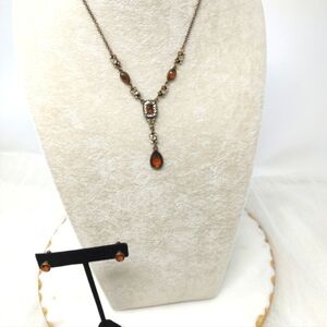 YCLM Elegant Gold and Orange Necklace Set